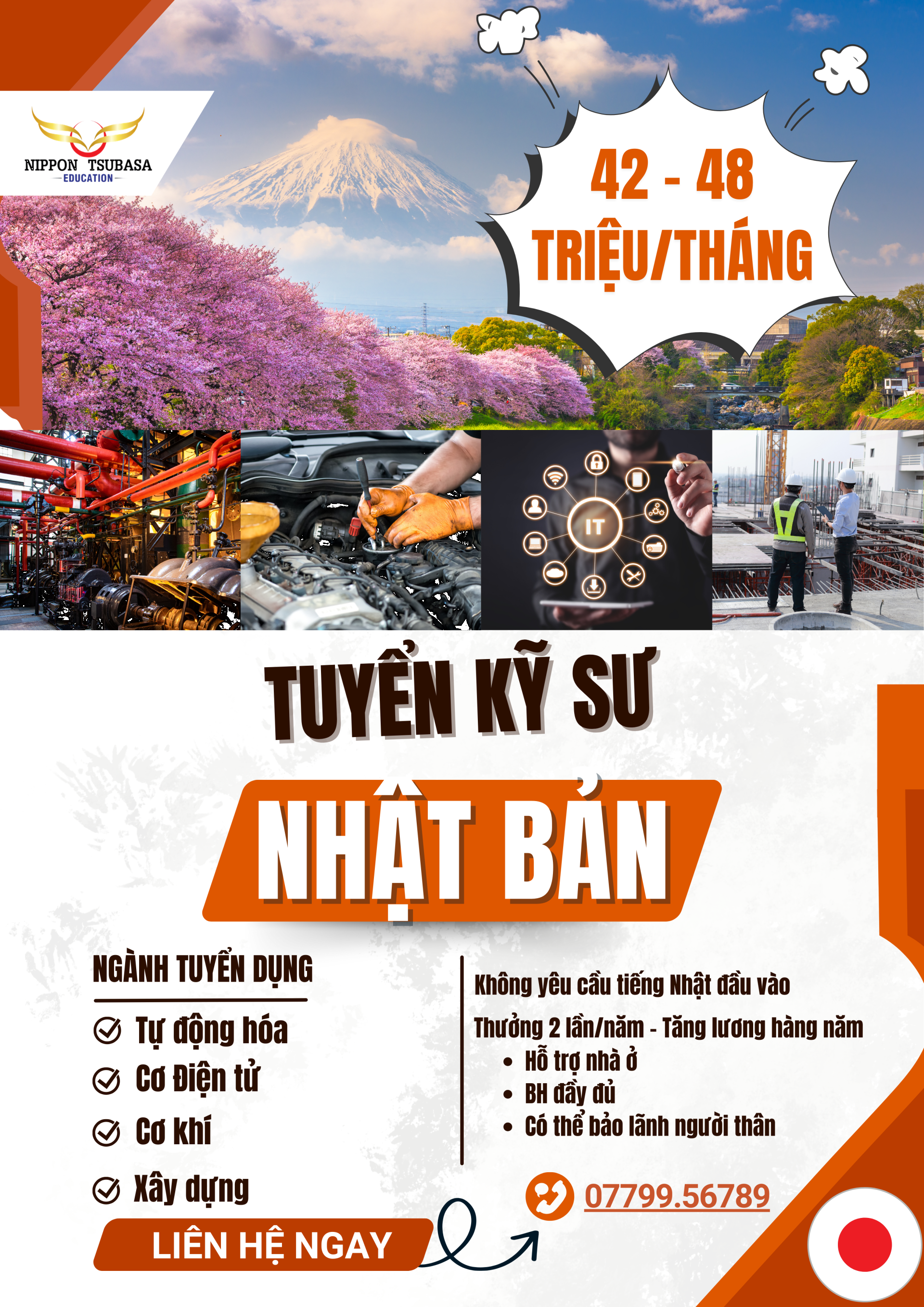 TUYỂN KỸ SƯ LÀM VIỆC TẠI NHẬT BẢN – THU NHẬP 42–48 TRIỆU/THÁNG, KHÔNG YÊU CẦU TIẾNG NHẬT ĐẦU VÀO