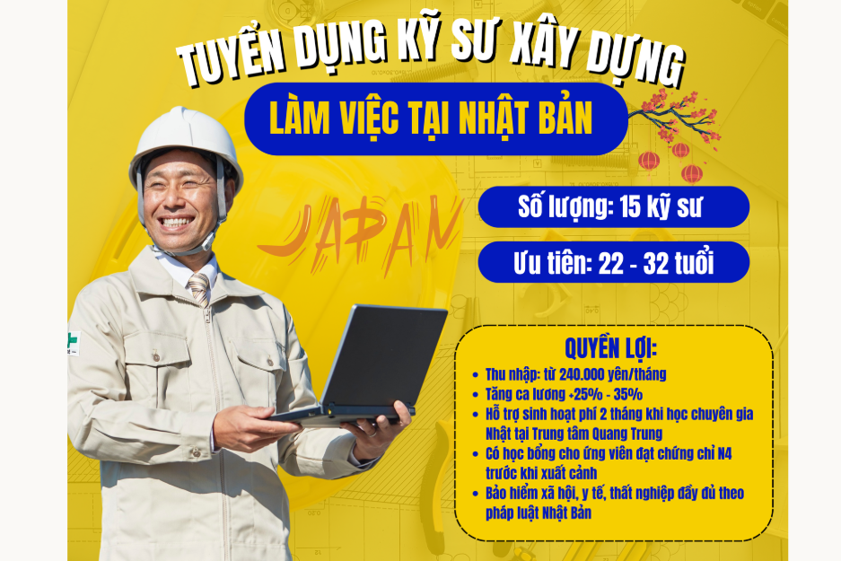 Cơ Hội Làm Việc Tại Nhật Bản Dành Cho Kỹ Sư Xây Dựng – Phỏng Vấn Tháng 10/2025
